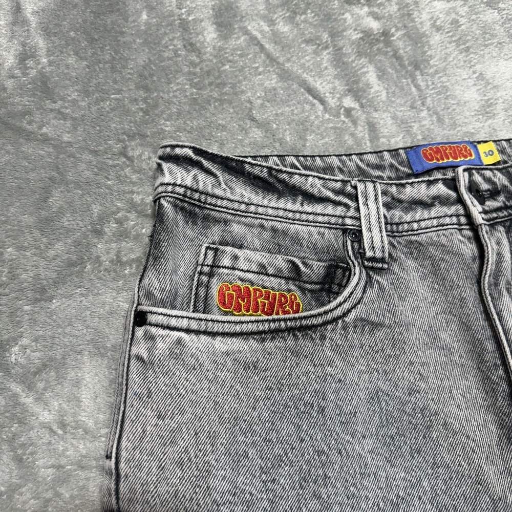 Empyre Men Shorts 30 Gray Denim Embroidered Jean Grunge Skater Baggy Y2K - Picture 4 of 8